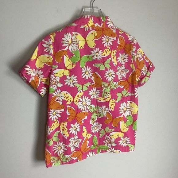 Palm‎ Lily Tropical Floral Short Sleeve Shirt 8 - Picture 7 of 9